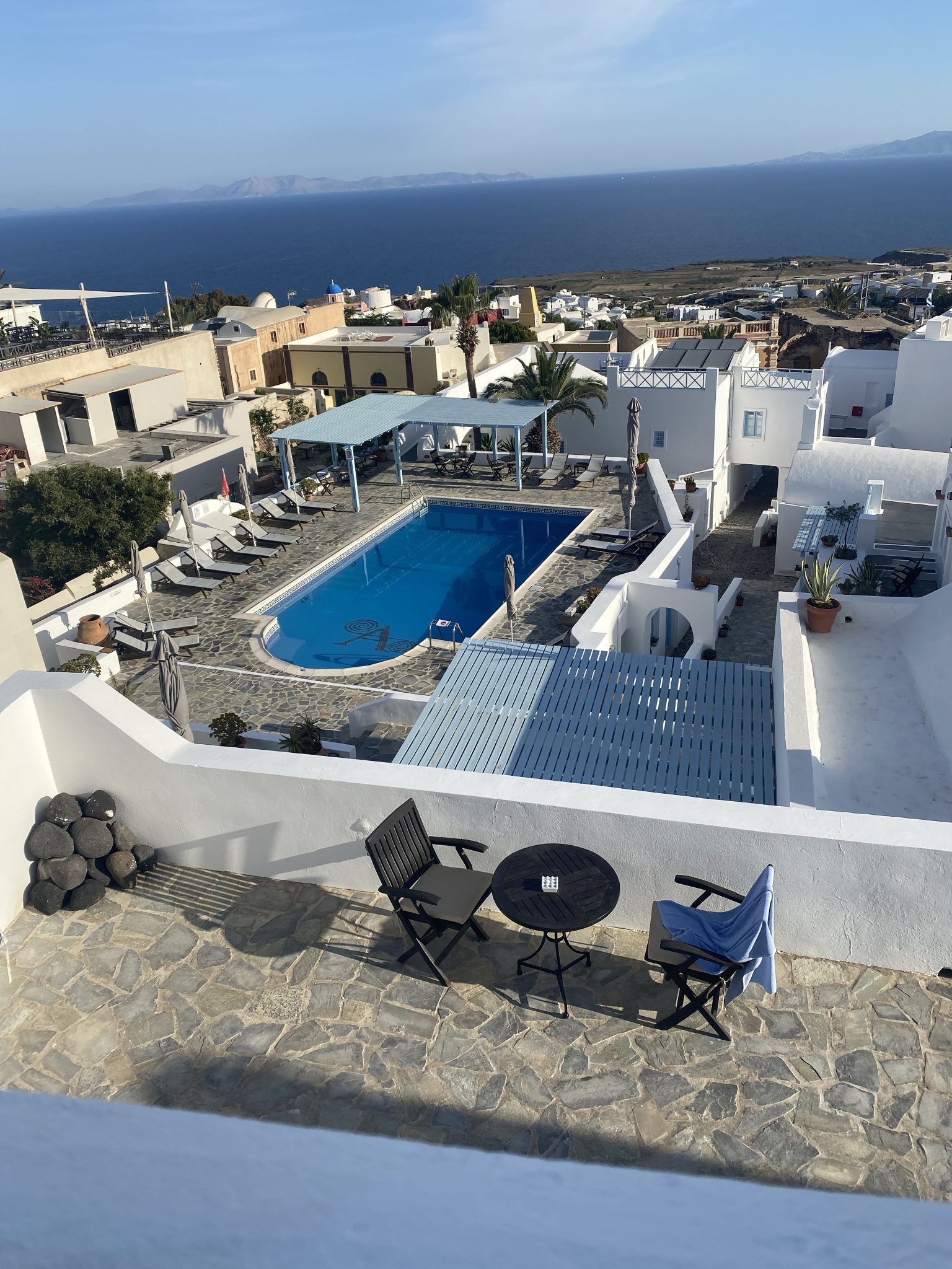 View from hotel in Oia, Santorini, Greece