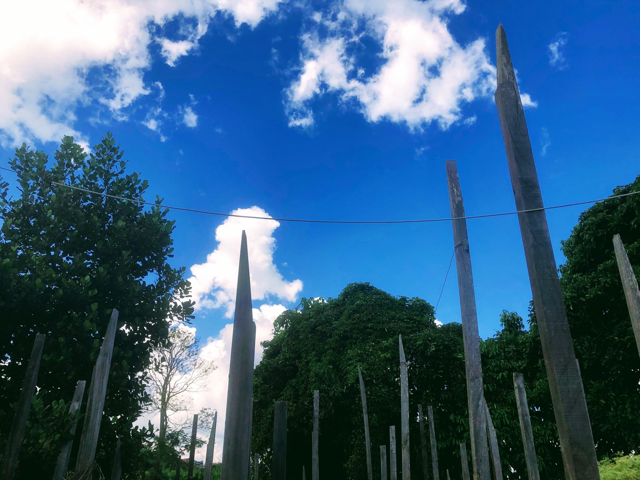 Wooden clan with blue sky