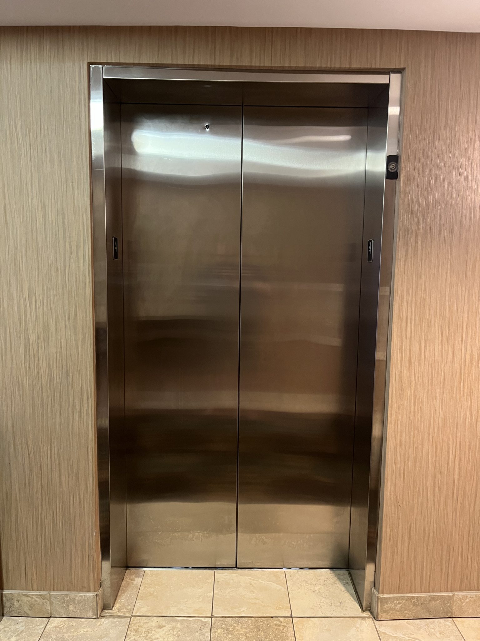 Elevator with doors closed.
