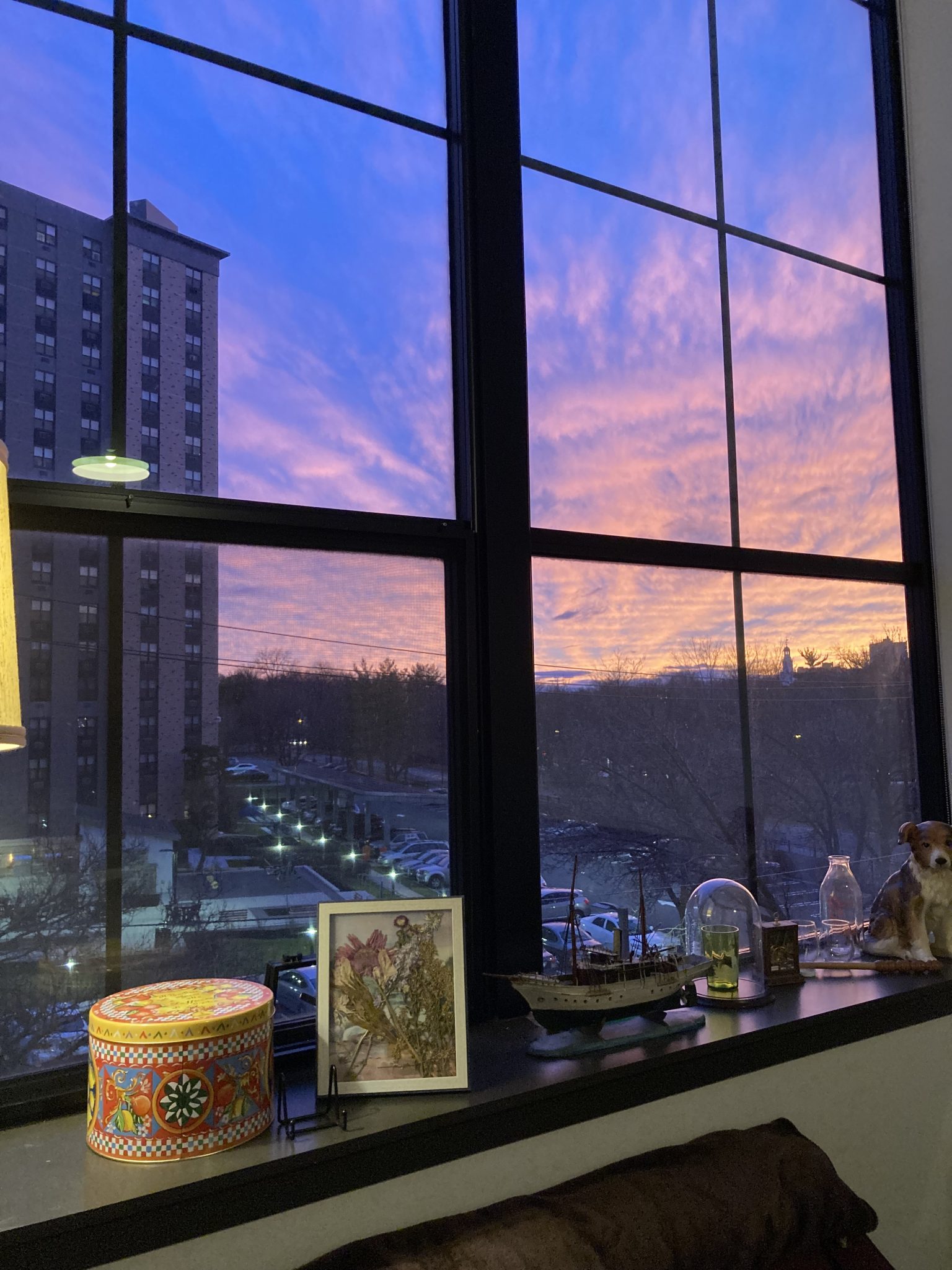 City Skyline at twilight with pink sky