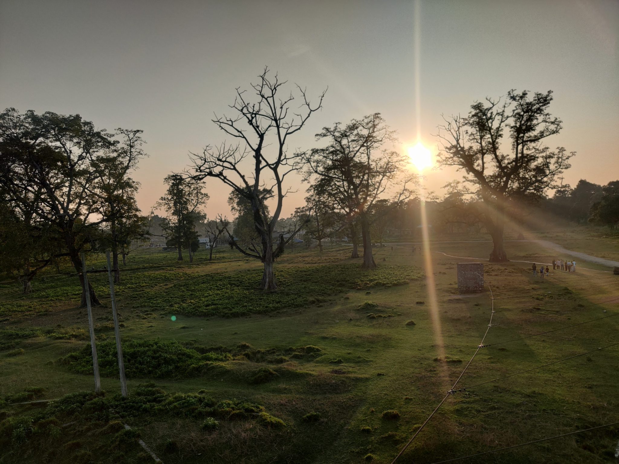 Beautiful view, green grassland, sunset