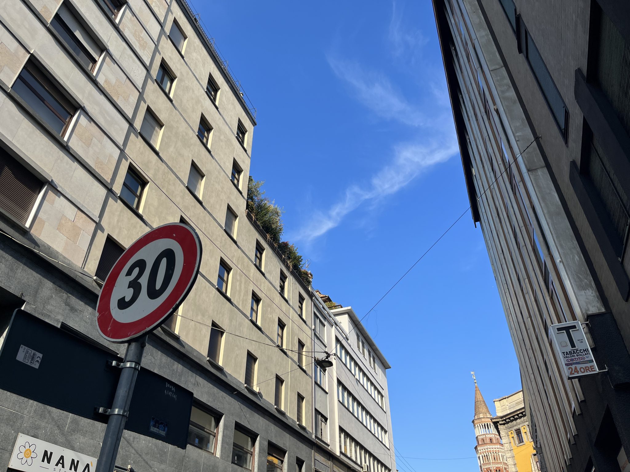 Speed limit sign, Milan, Italy