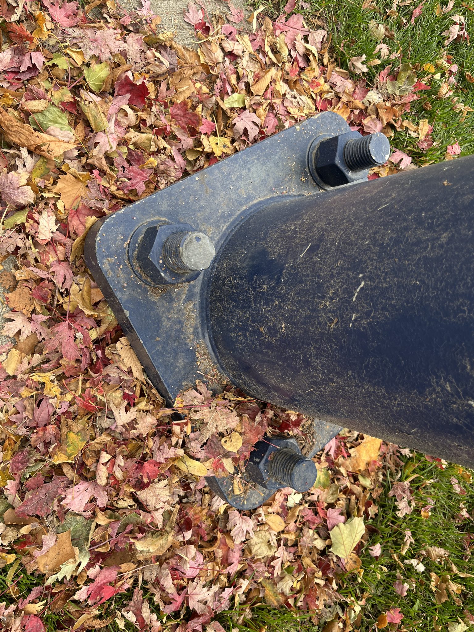 Giant nuts and bolts holding a street lamp up