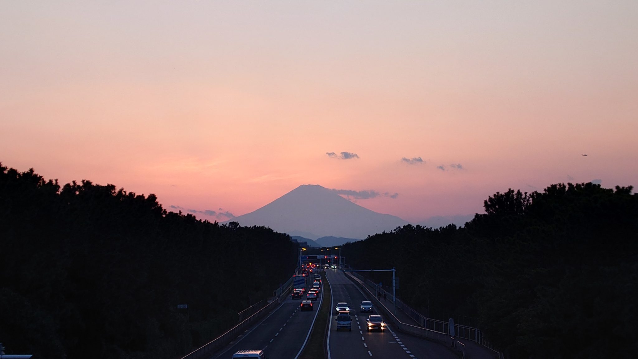 Mt. Fuji with clouds in the evening