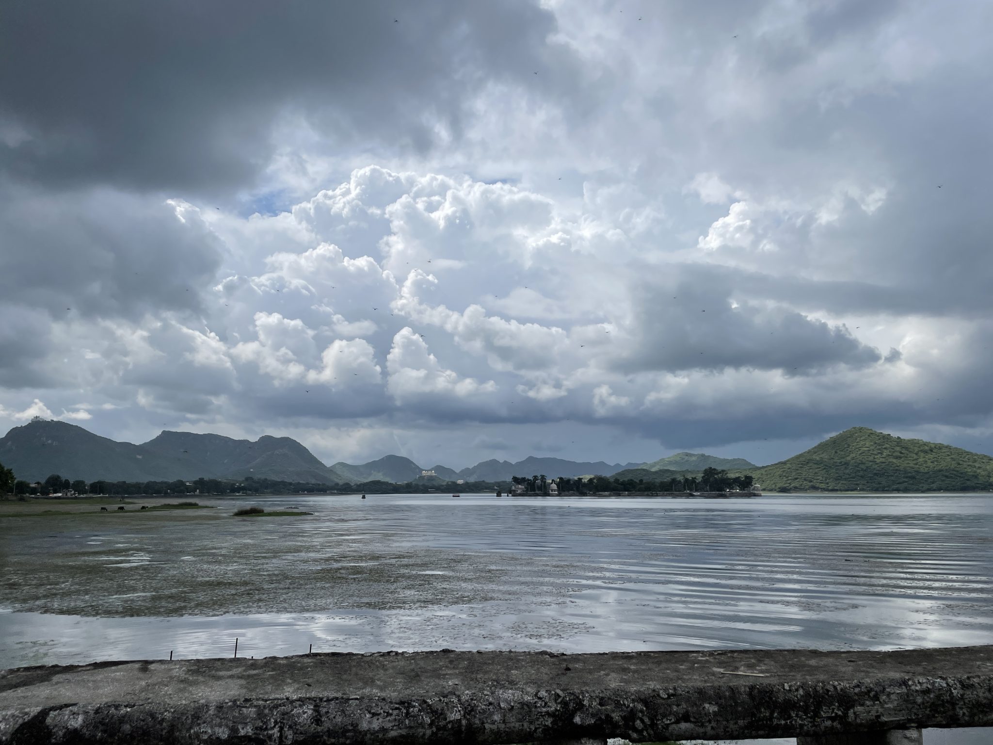 Sky, lake, water, clouds