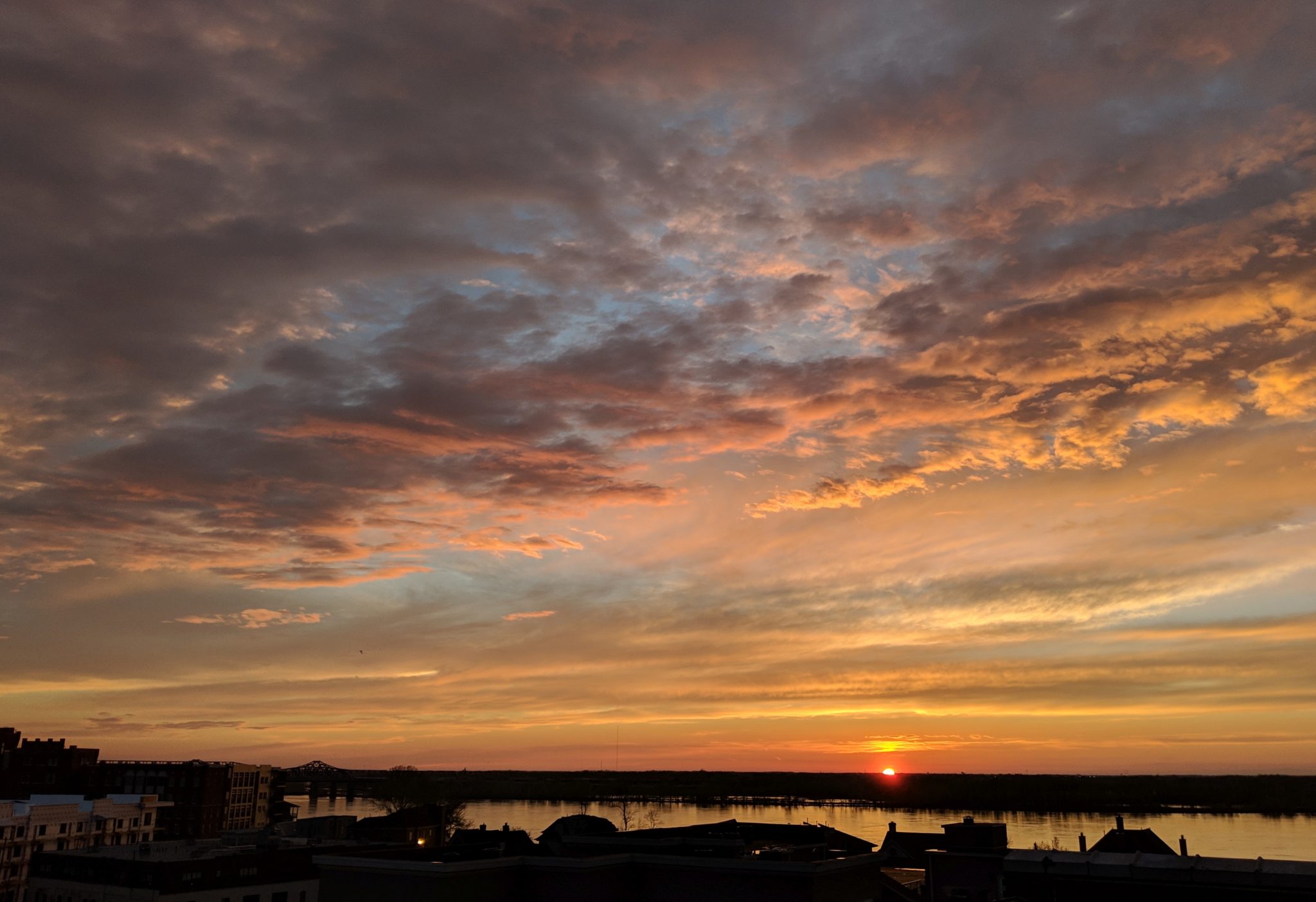 Sunset over the Mississippi River in Memphis, TN