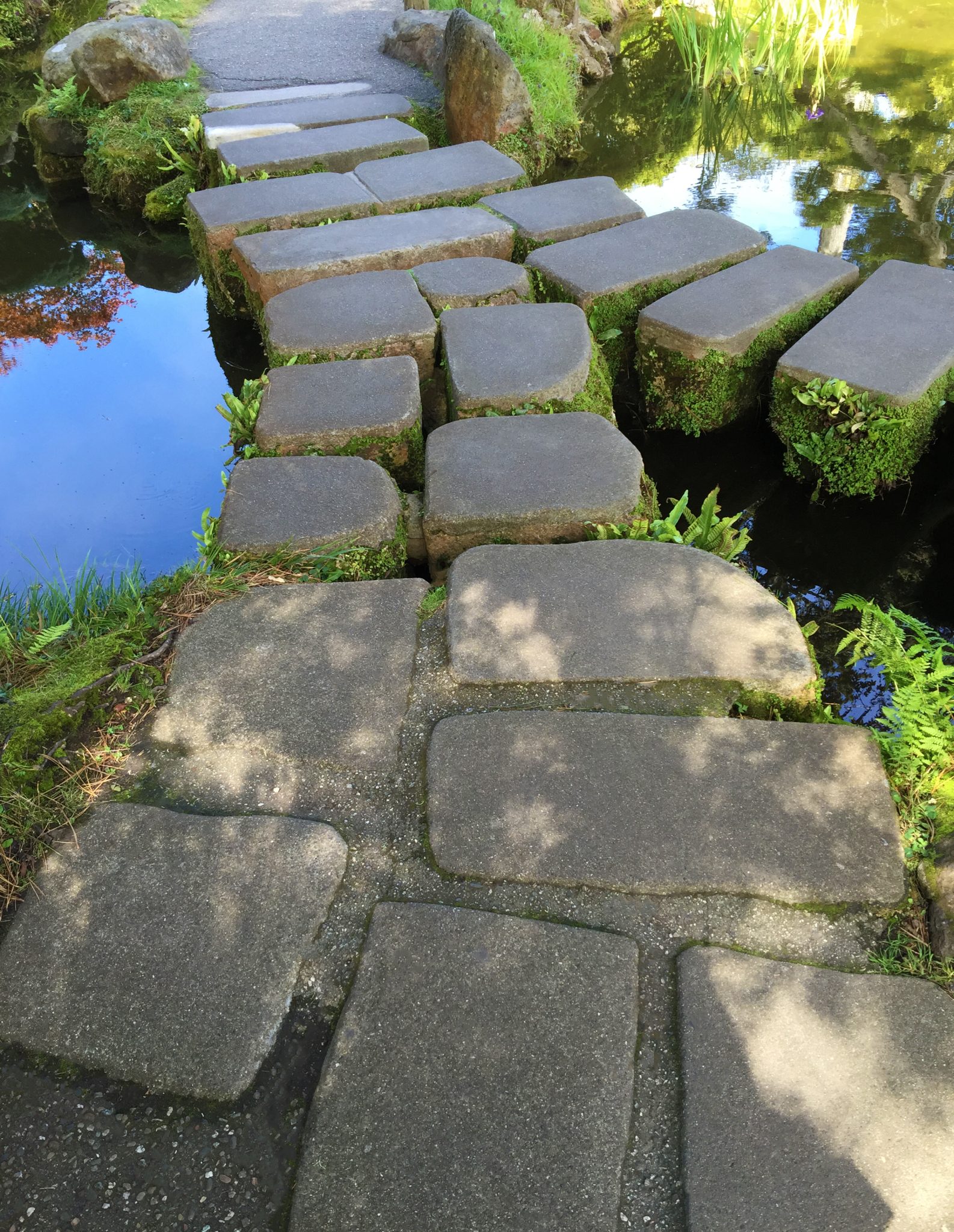 Stone Garden Steps Crossing A Creek