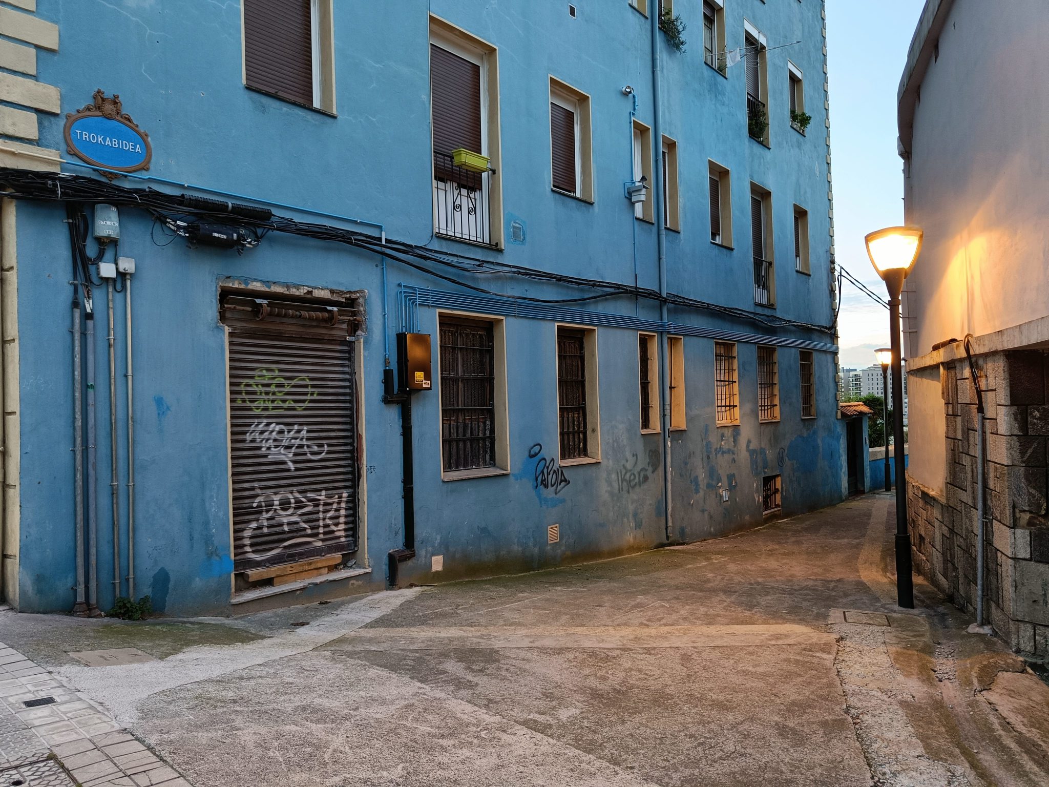 European Street Corner at Sunset