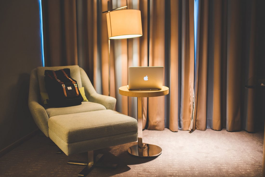 Traveler Hotel Room and Laptop