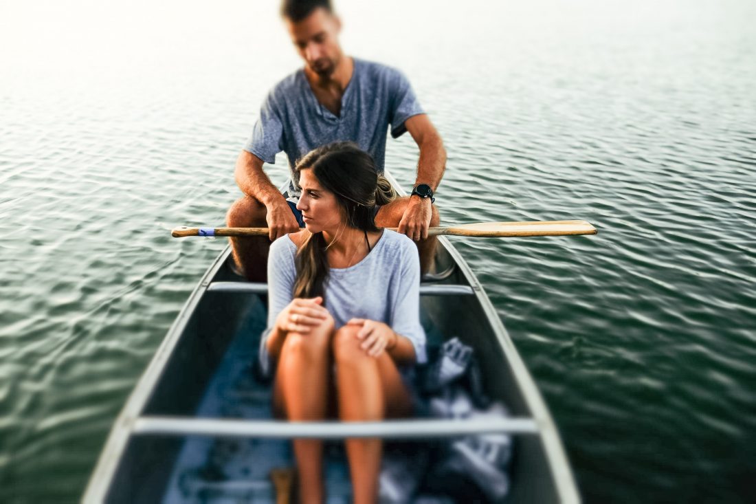 Couple in Canoe Boat
