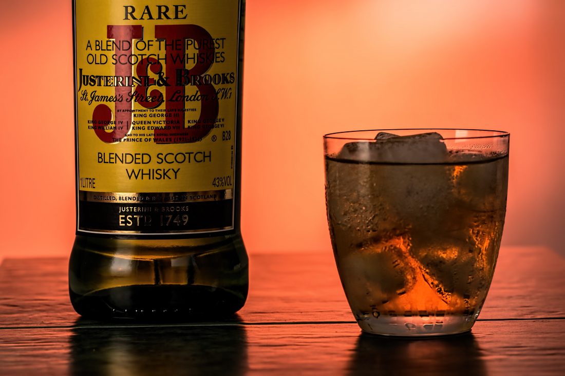 Scotch Whisky Bottle & Glass
