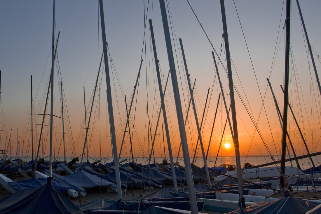 Boat Masts At Sunset