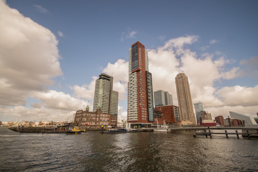 Skyscrapers at Rotterdam harbor