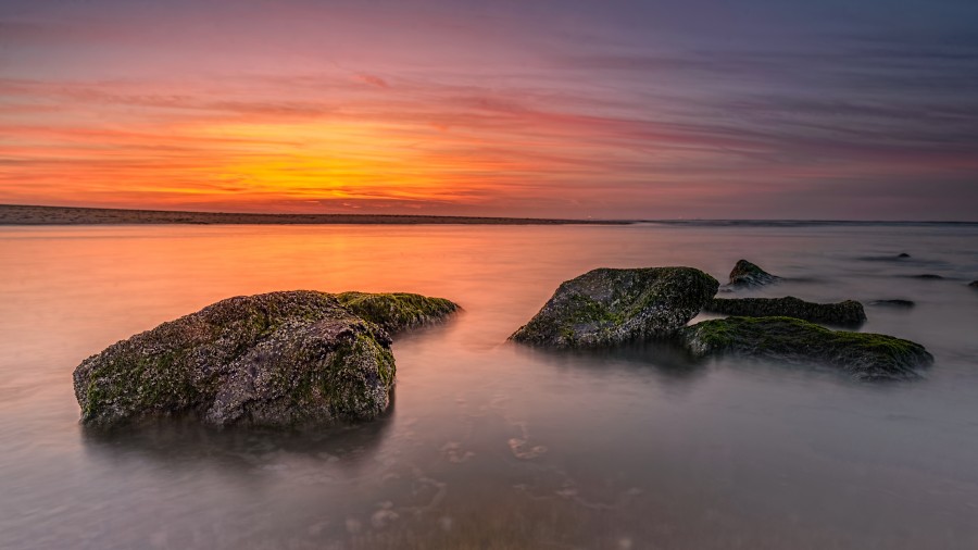 sunset on the rocks