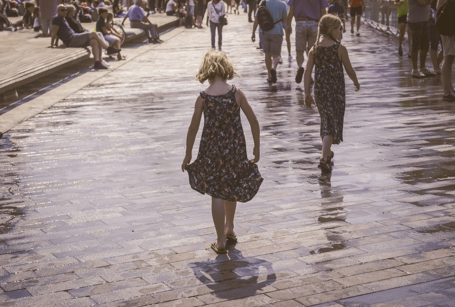 Sister walking