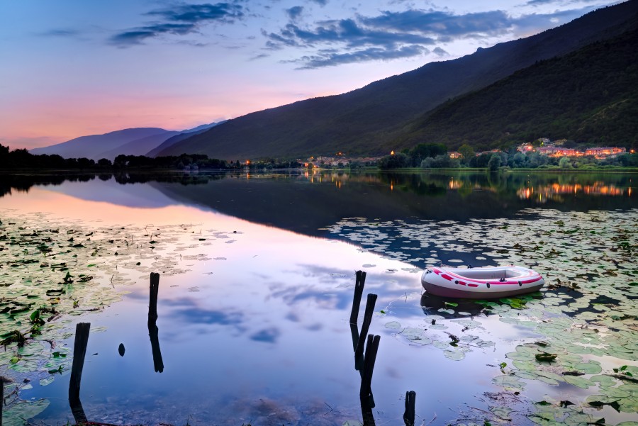 Rubber boat at the lake 
