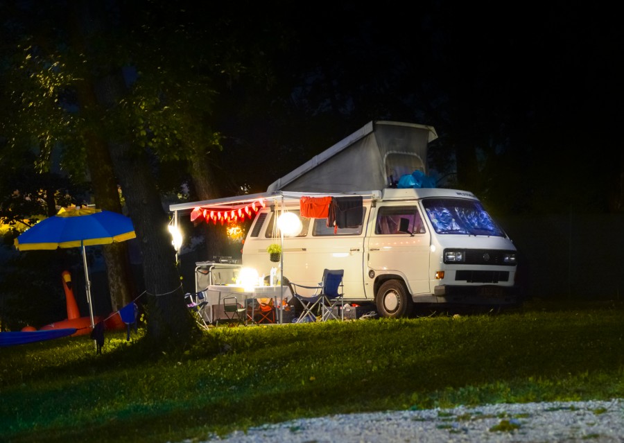 Camper on a camping