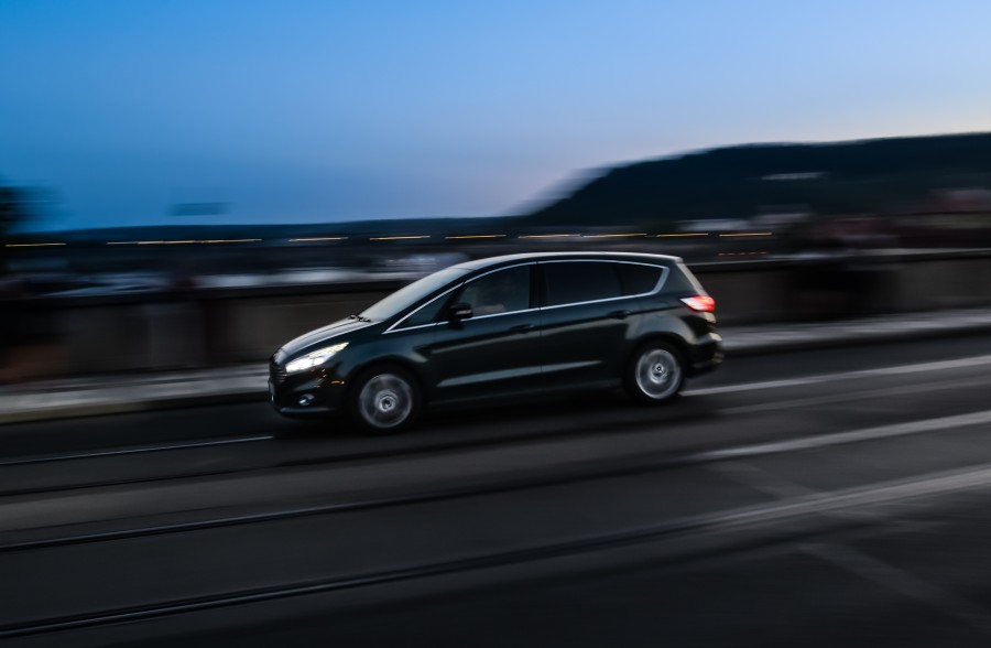 Car panning street