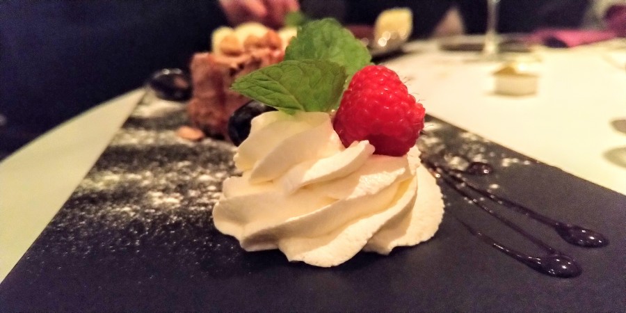 Raspberry and whip cream