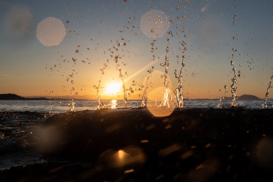 Sea hitting the shore