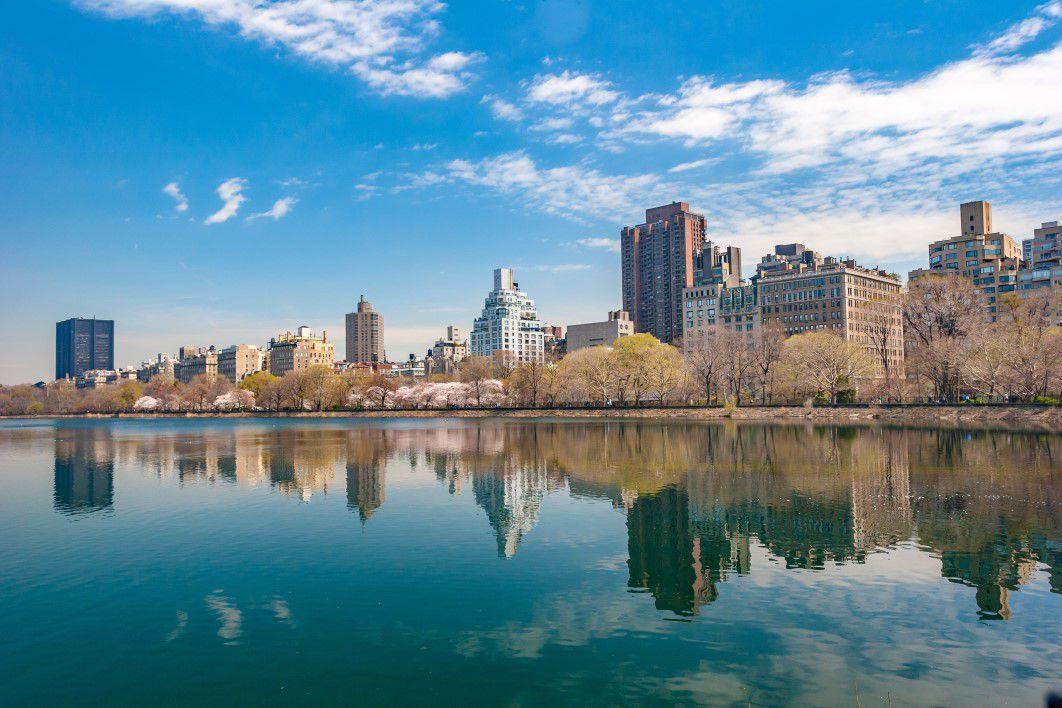 Buildings River Blue Sky