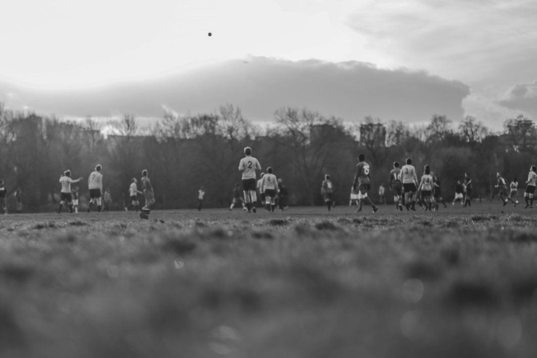 Playing Football Black White