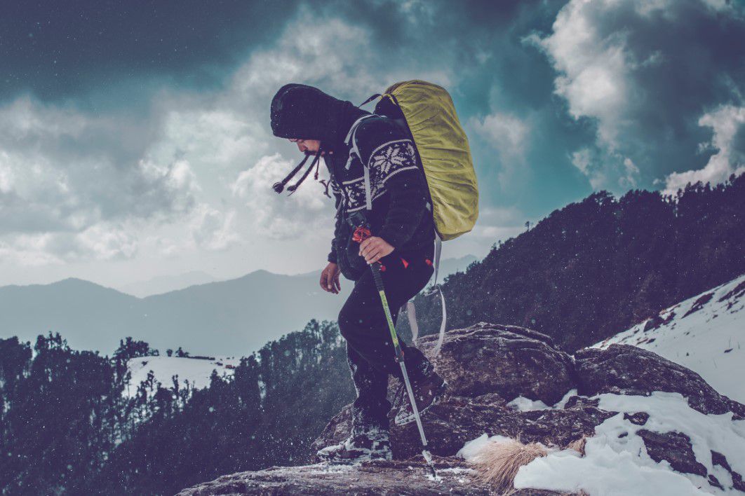 Man Hiking Mountain