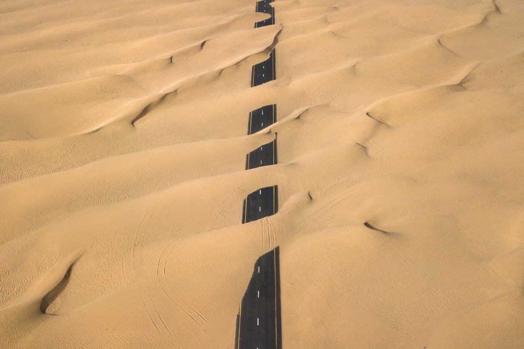 Drone Road Desert