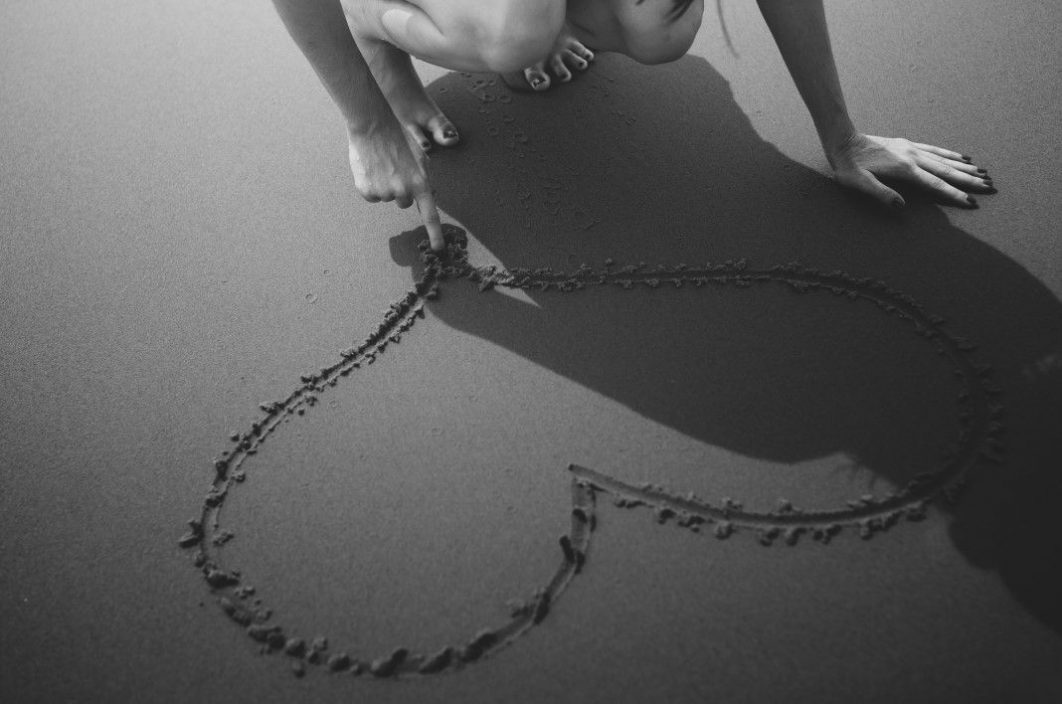 Drawing Love Heart Sand Beach