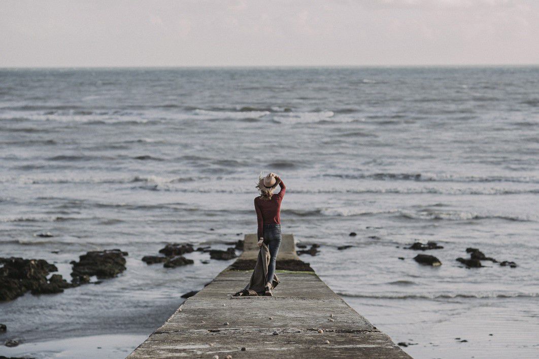 Woman Sea Dock View