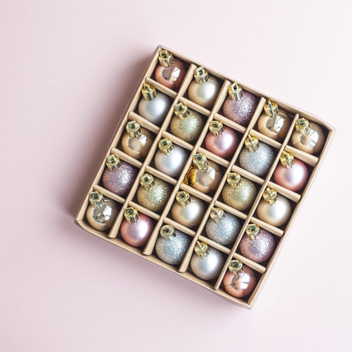 Christmas Ornaments Flat lay