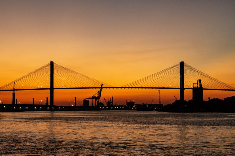 Orange Sunset Over Bridge