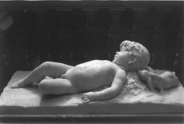 Sleeping Infant Faun Visited by an Inquisitive Rabbit