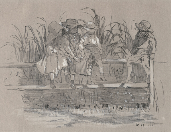 Children Sitting on a Fence