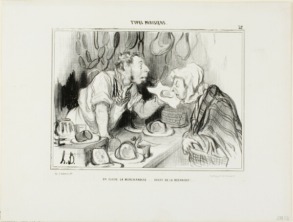 “You Sniff the Merchandise… Before Buying It,” plate 32 from Types Parisiens