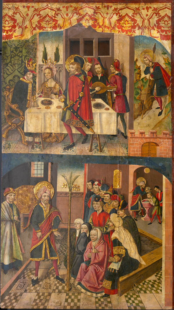 Saint Christopher Taking Leave of the King Who Feared Satan; Saint Christopher and His Converts