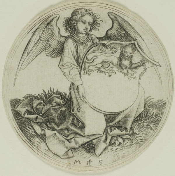 Shield with a Lion, Held by an Angel