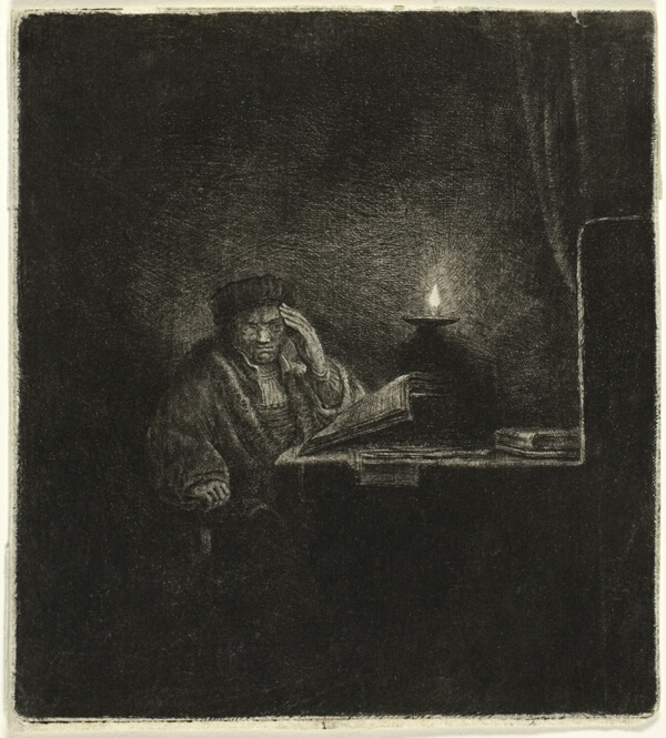 Student at a Table by Candlelight