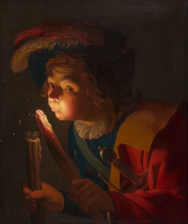 A Boy Blowing on a Firebrand