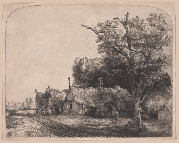 Landscape with Three Gabled Cottages Beside a Road