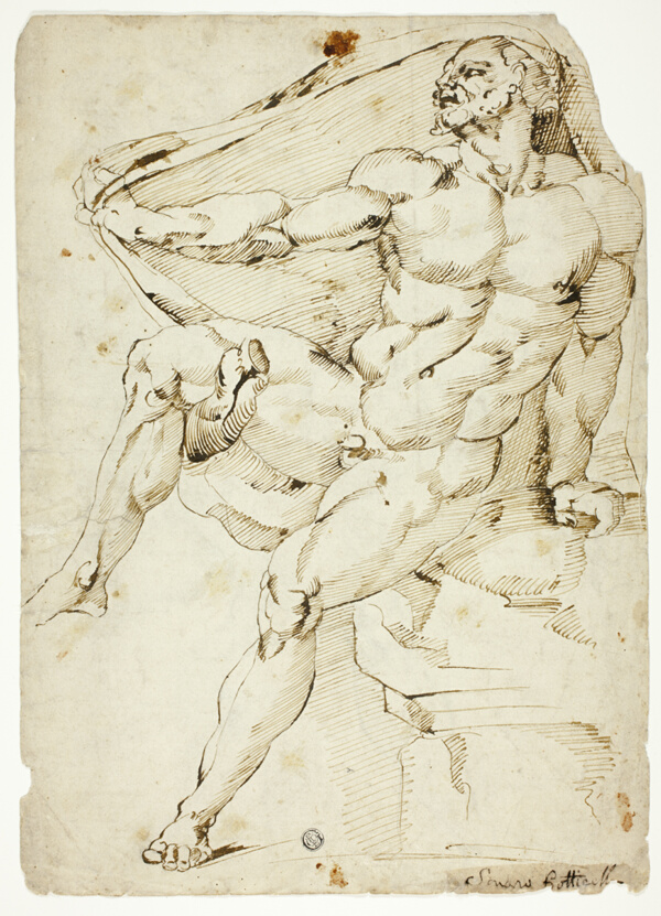 Academic Male Nude Representing Hercules with Nessus's Robe (recto and verso)
