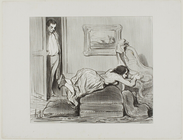 A zealous student practicing at home, plate 6 from Les Baigneuses