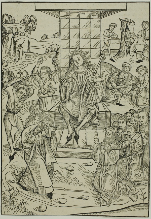 The Stoning of Zacharias and Isaias, page 9 from the Treasury (Schatzbehalter)