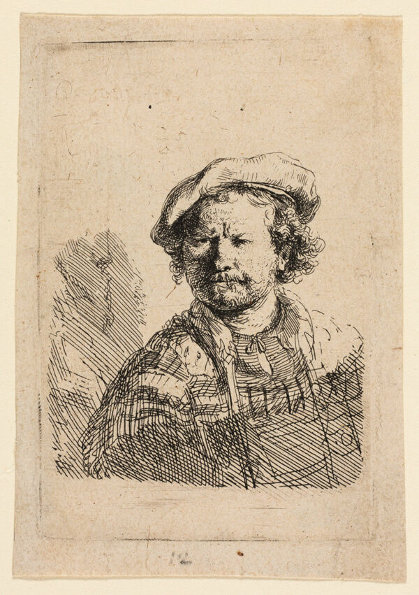 Self-Portrait in a Flat Cap and Embroidered Dress