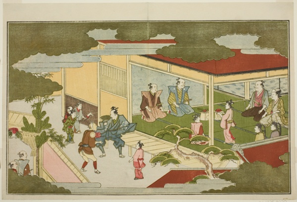 New Year in a Samurai Mansion, from the illustrated kyoka anthology 