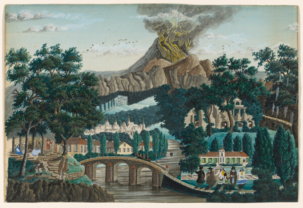 Landscape with Erupting Volcano, Bridge and Wedding Party