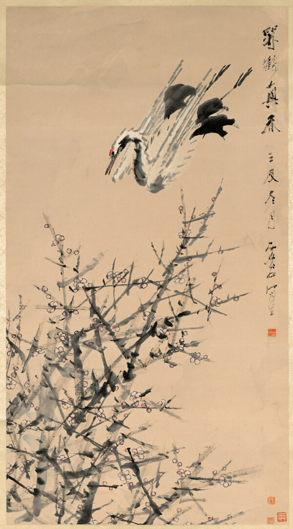 Plum Blossoms, Crane, and Spring