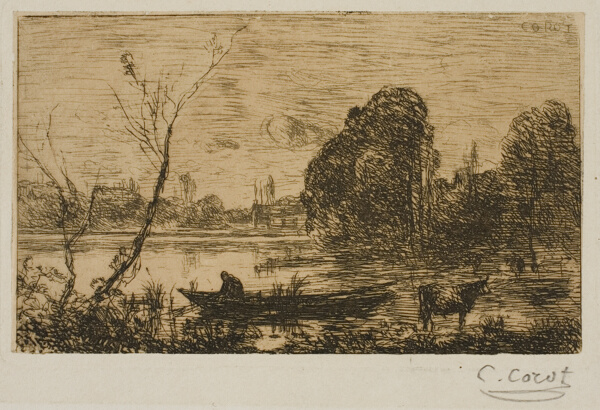 Ville d'Avray: Pond with Boatman, Evening