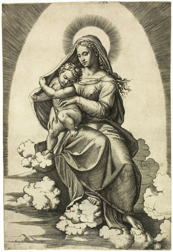 Virgin and Child Seated on Clouds