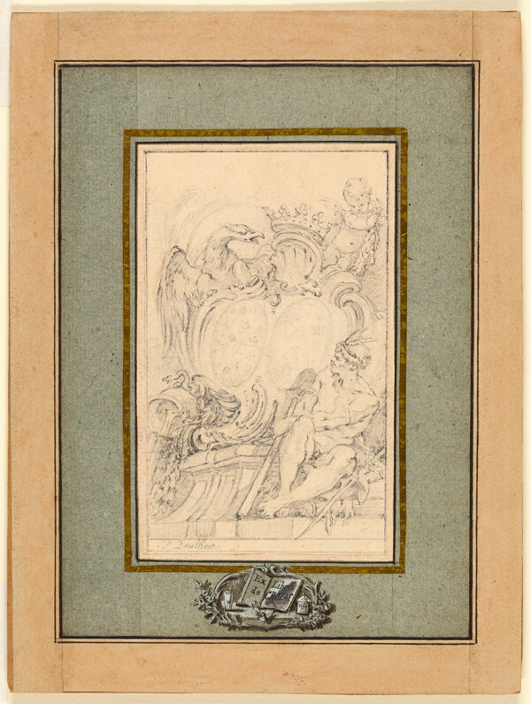 Armorial Bookplate for Crozat, Baron de Thiers